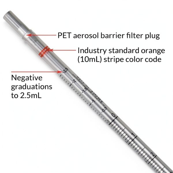 Polystyrene Serological Pipette Globe Scientific 1760 10mL Orange-1